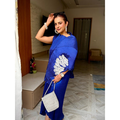 Aasabysimran Sapphire Lunar Bloom In Electric Blue Top