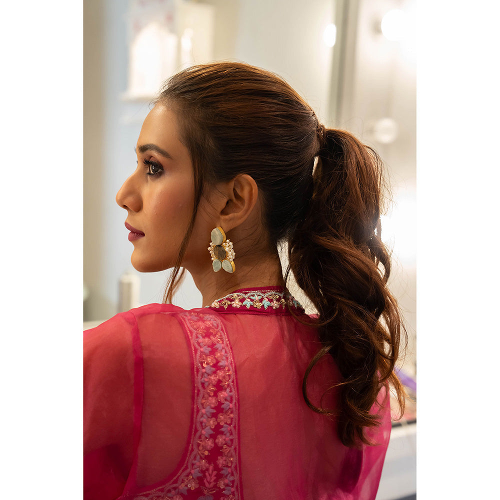 Aavya Store Pink Cape with Blouse and Palazzo (Set of 3)