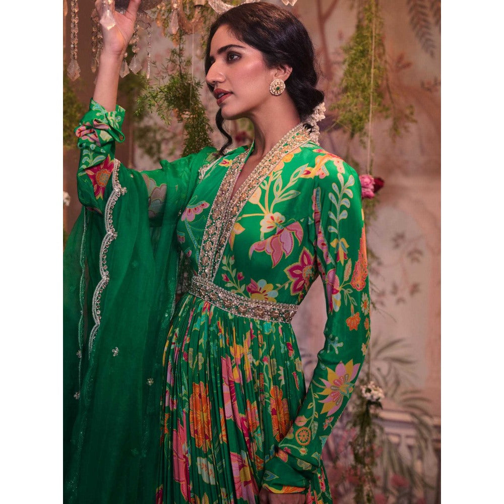 Aayushi Maniar Tulsi Anarkali Kurta with Dupatta Green (Set of 2)