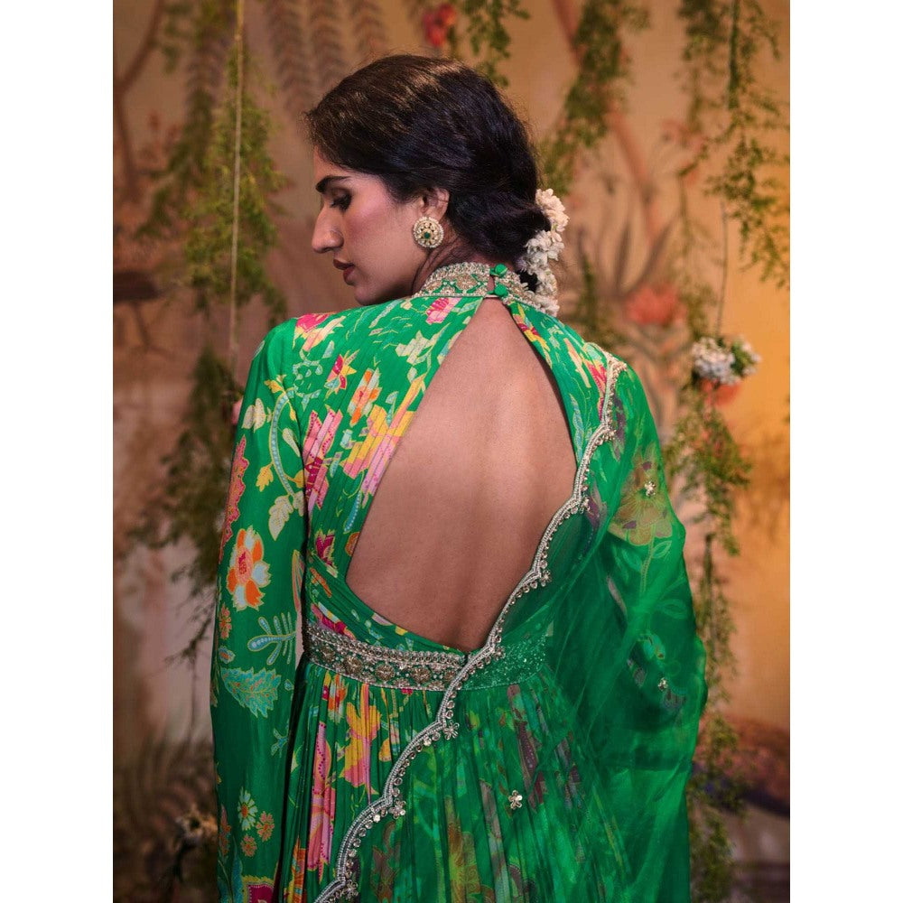 Aayushi Maniar Tulsi Anarkali Kurta with Dupatta Green (Set of 2)