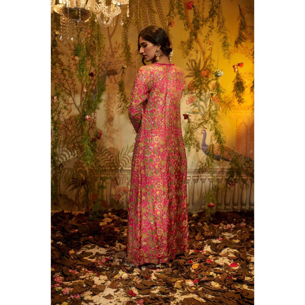 Aayushi Maniar Kaamini Jacket with Skirt and Bustier Pink (Set of 3)