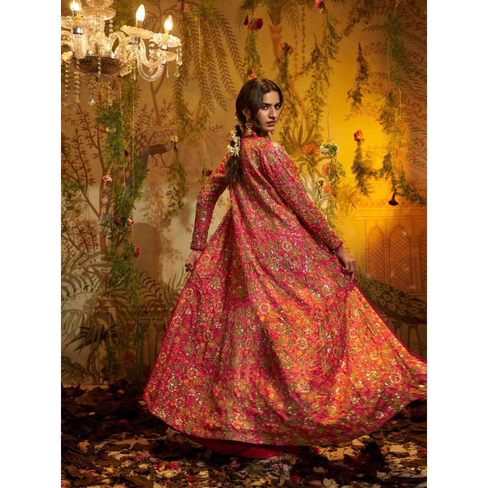 Aayushi Maniar Kaamini Jacket with Skirt and Bustier Pink (Set of 3)