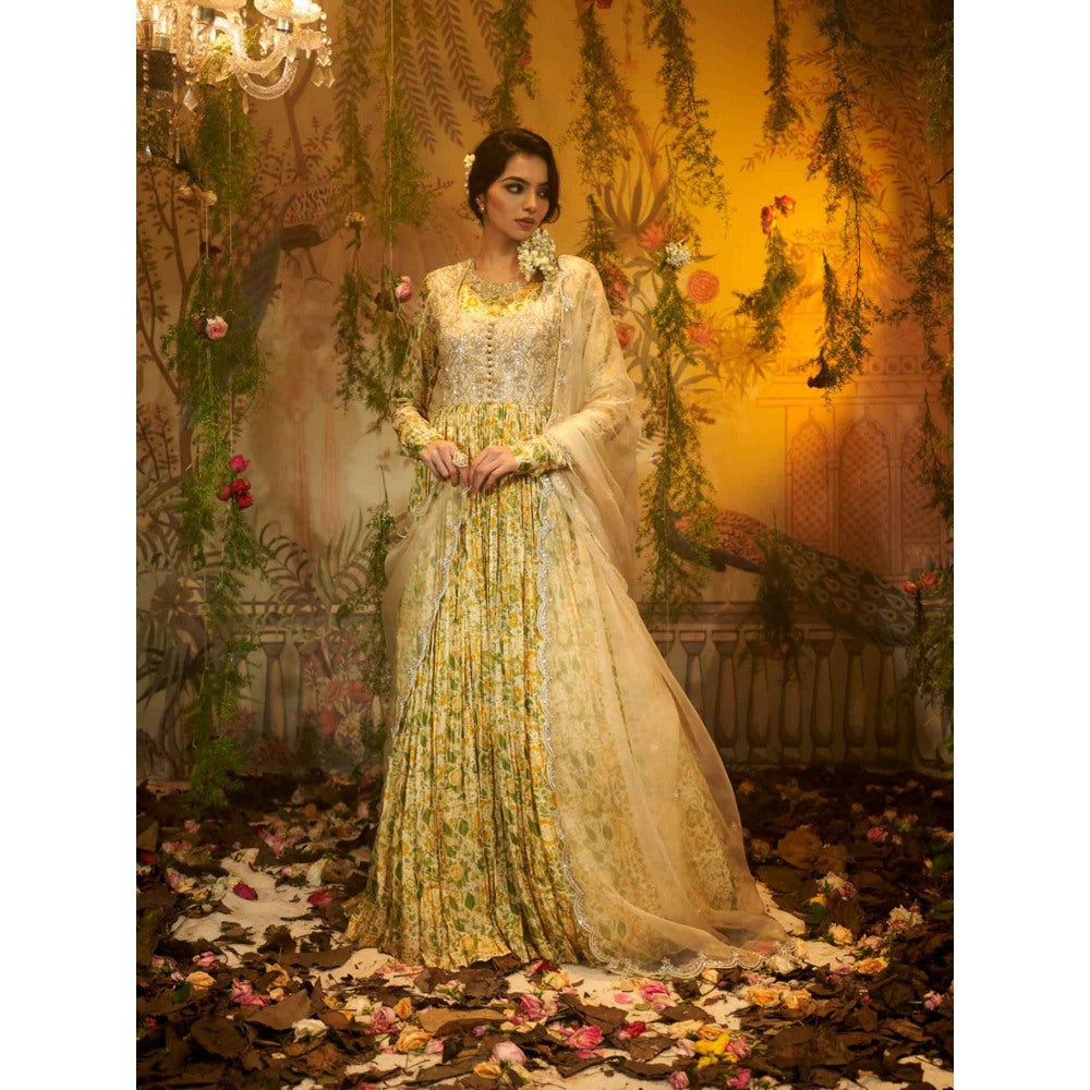 Aayushi Maniar Nargis Anarkali Kurta with Dupatta Yellow (Set of 2)
