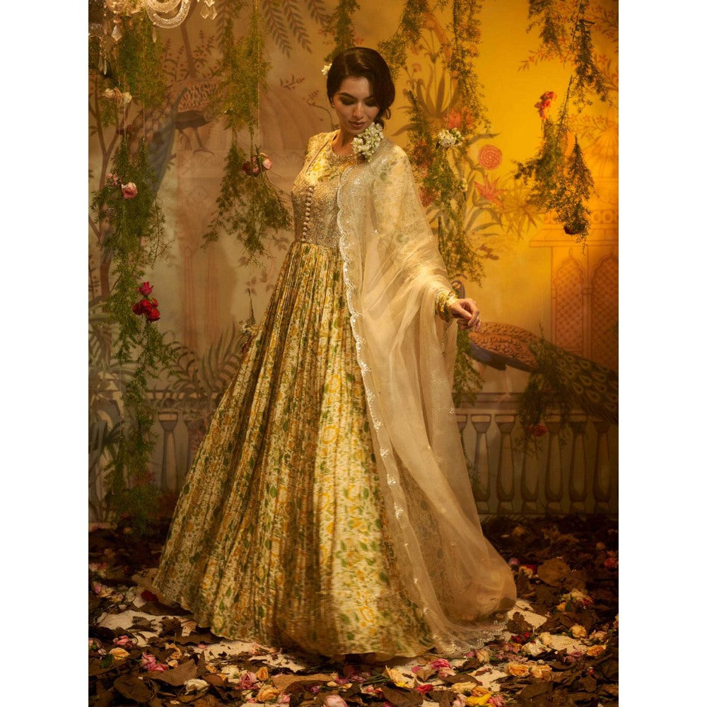 Aayushi Maniar Nargis Anarkali Kurta with Dupatta Yellow (Set of 2)