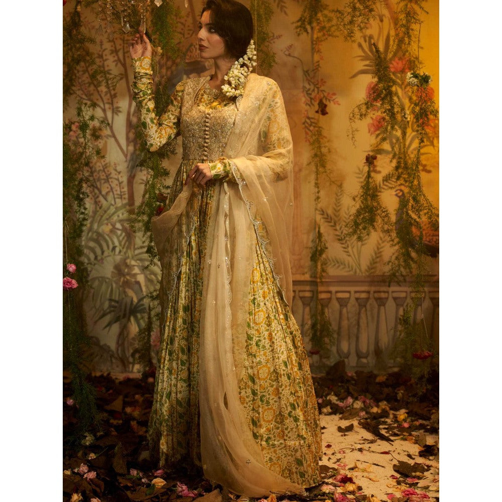 Aayushi Maniar Nargis Anarkali Kurta with Dupatta Yellow (Set of 2)
