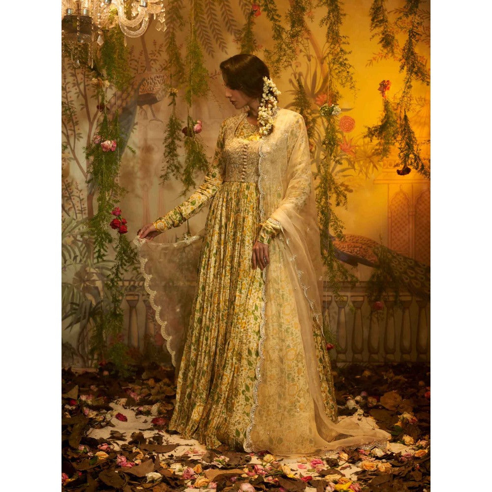 Aayushi Maniar Nargis Anarkali Kurta with Dupatta Yellow (Set of 2)