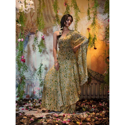 Aayushi Maniar Mogra Gharara with Blouse and Dupatta Multi-Color (Set of 3)