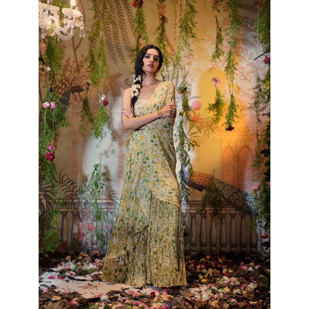 Aayushi Maniar Mogra Gharara with Blouse and Dupatta Multi-Color (Set of 3)