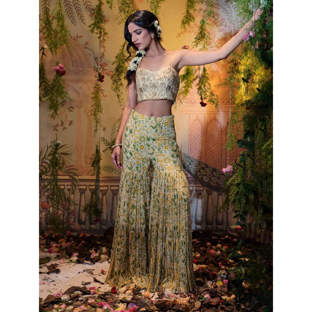 Aayushi Maniar Mogra Gharara with Blouse and Dupatta Multi-Color (Set of 3)