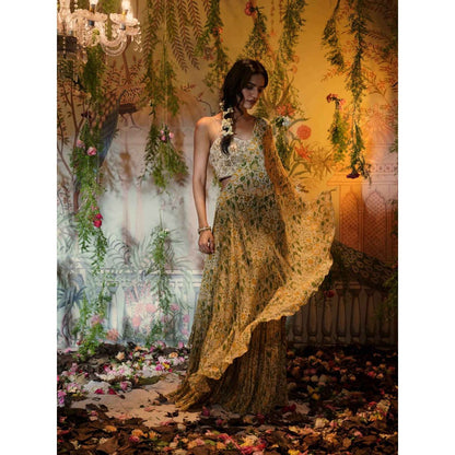 Aayushi Maniar Mogra Gharara with Blouse and Dupatta Multi-Color (Set of 3)