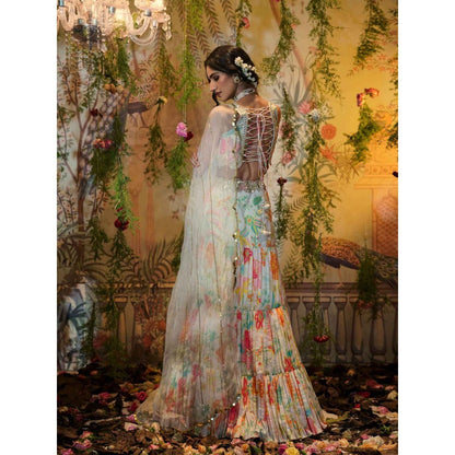 Aayushi Maniar Lily Lehenga with Blouse and Dupatta White (Set of 3)