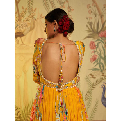 Aayushi Maniar Amber Floral Anarkali Kurta and Dupatta Yellow (Set of 2)
