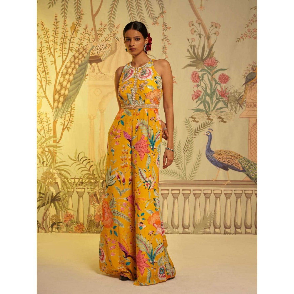 Aayushi Maniar Amber Floral Jumpsuit Yellow