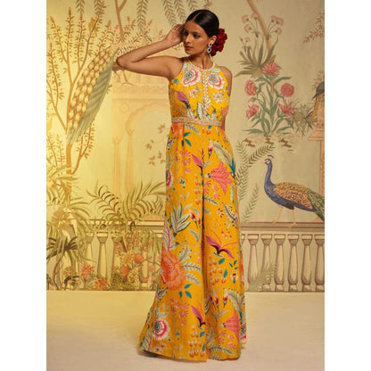 Aayushi Maniar Amber Floral Jumpsuit Yellow