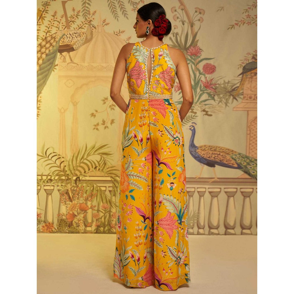 Aayushi Maniar Amber Floral Jumpsuit Yellow