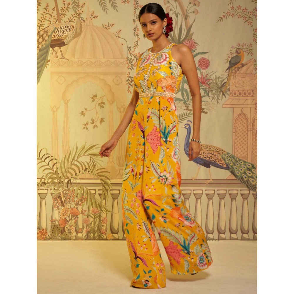 Aayushi Maniar Amber Floral Jumpsuit Yellow