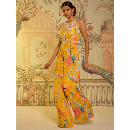 Aayushi Maniar Amber Floral Jumpsuit Yellow