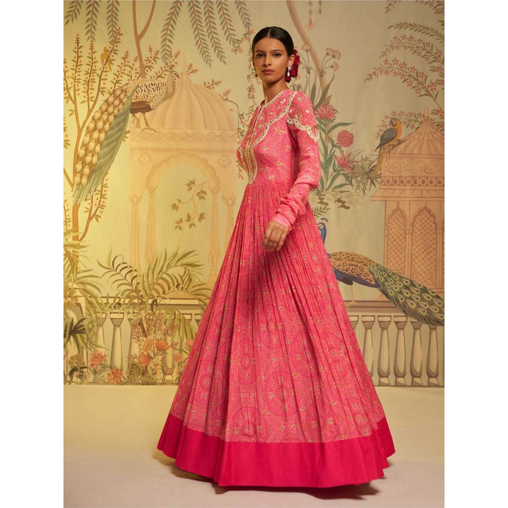 Aayushi Maniar Rani Bhandini Anarkali Kurta and Dupatta Pink (Set of 2)