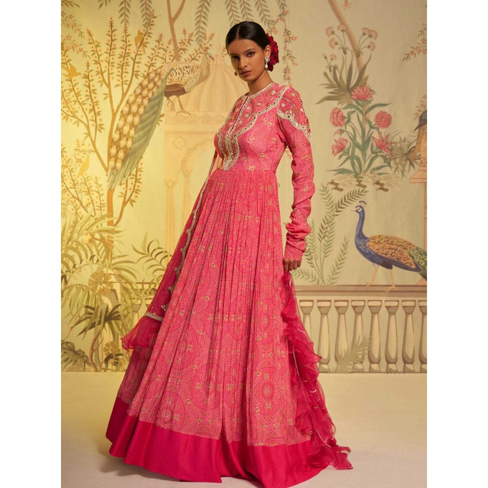 Aayushi Maniar Rani Bhandini Anarkali Kurta and Dupatta Pink (Set of 2)