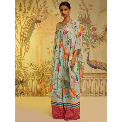 Aayushi Maniar Aqua Floral Printed Co-ord Blue (Set of 2)