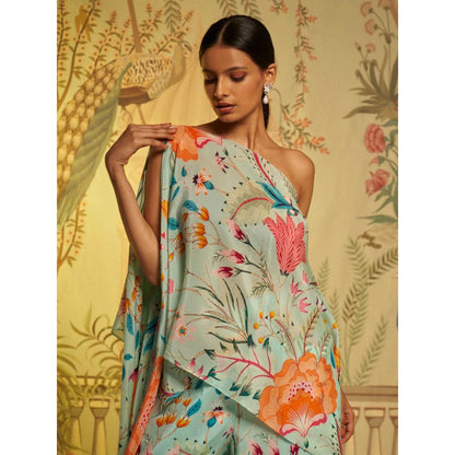 Aayushi Maniar Aqua Floral Printed Co-ord Blue (Set of 2)