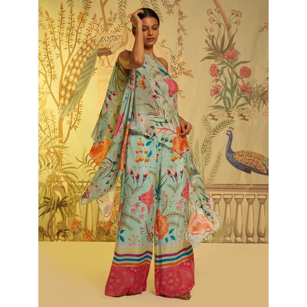 Aayushi Maniar Aqua Floral Printed Co-ord Blue (Set of 2)