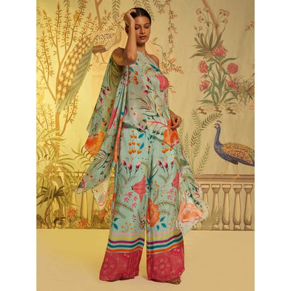 Aayushi Maniar Aqua Floral Printed Co-ord Blue (Set of 2)