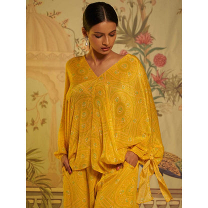 Aayushi Maniar Bandhani Yellow Co-ord (Set of 2)