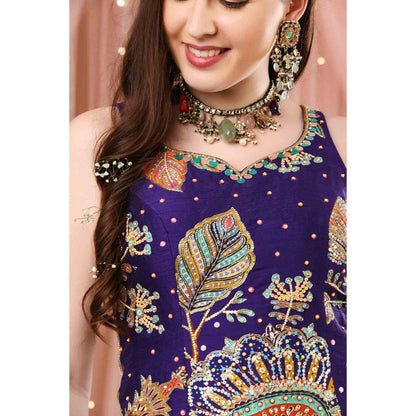 Aayushi Maniar Gharara with Tunic and Dupatta Blue (Set of 3)