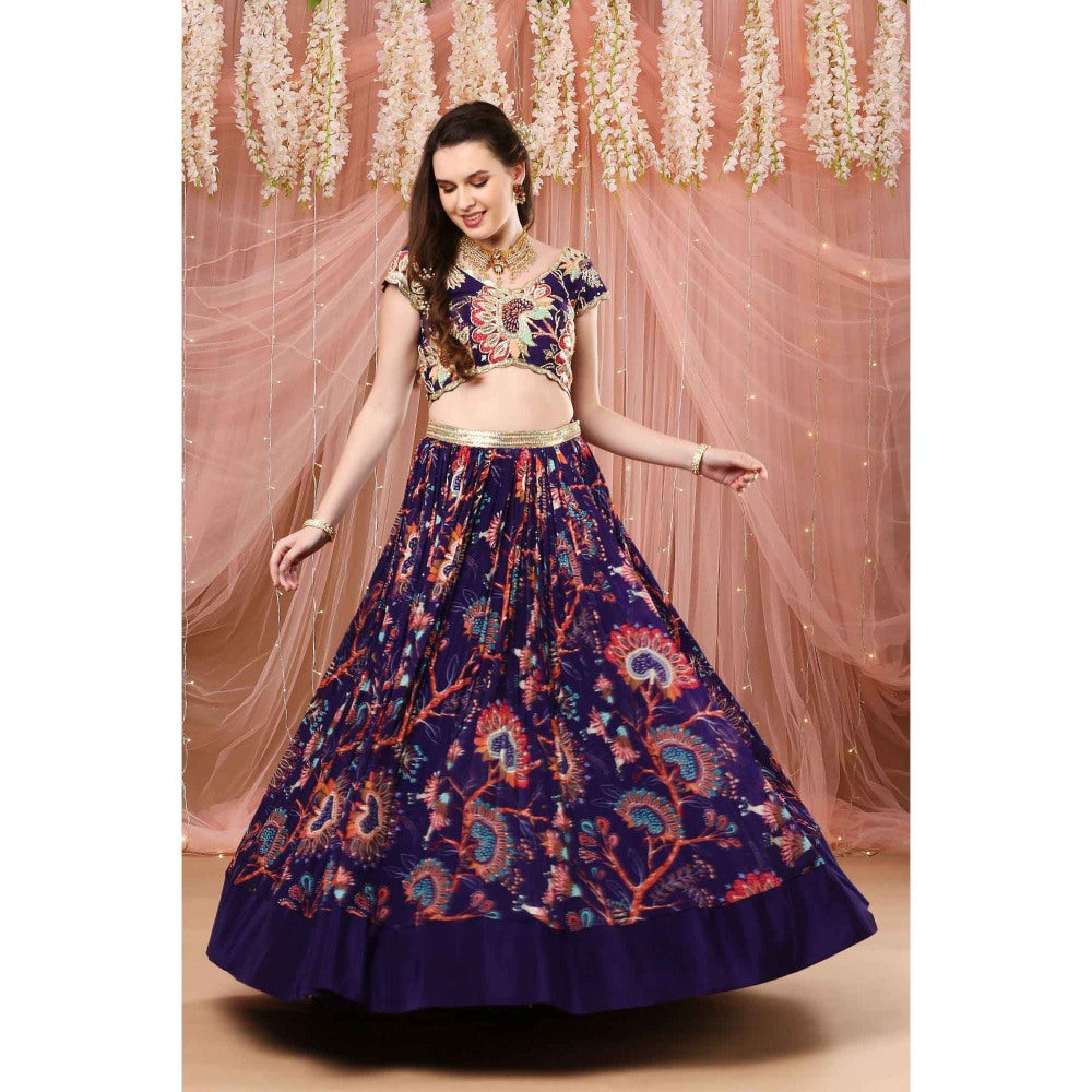 Aayushi Maniar Lehenga Blouse with Dupatta Blue (Set of 3)