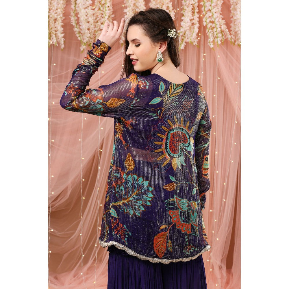 Aayushi Maniar Gharara with Tunic and Dupatta Purple (Set of 3)