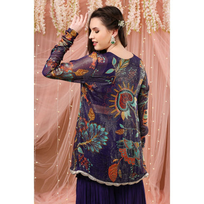 Aayushi Maniar Gharara with Tunic and Dupatta Purple (Set of 3)