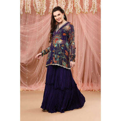 Aayushi Maniar Gharara with Tunic and Dupatta Purple (Set of 3)