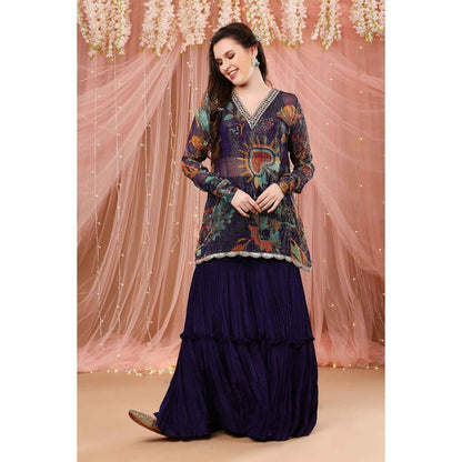 Aayushi Maniar Gharara with Tunic and Dupatta Purple (Set of 3)