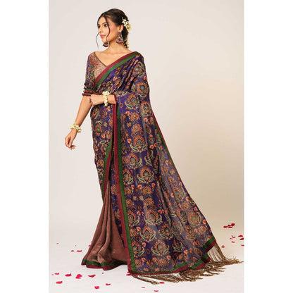 Aayushi Maniar Blue Indumat Saree with Stitched Blouse