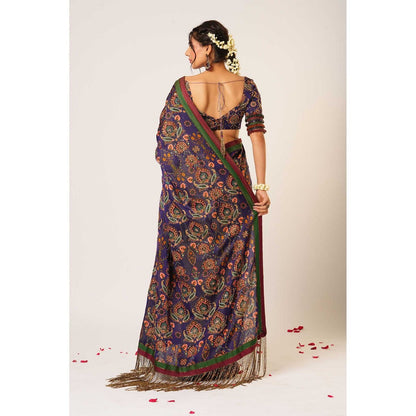 Aayushi Maniar Blue Indumat Saree with Stitched Blouse