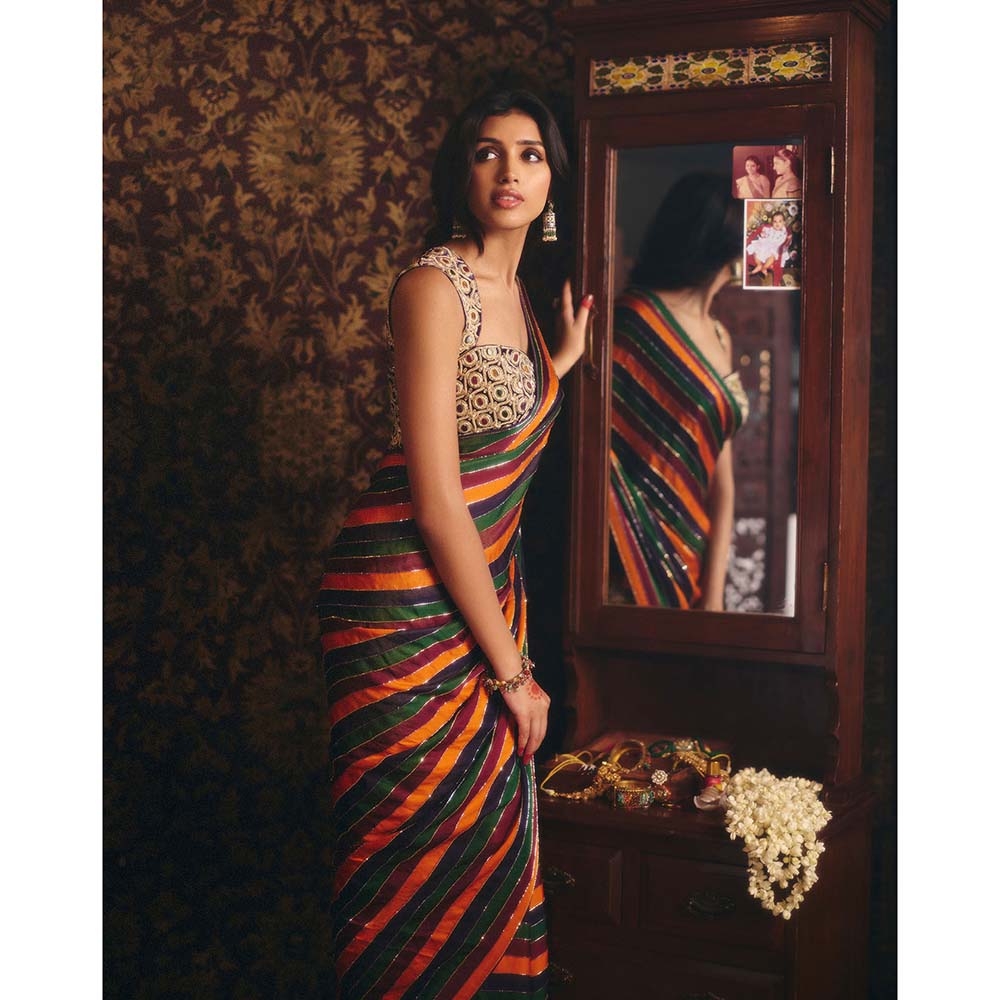 Aayushi Maniar Multi-Colour Apsara Saree with Stitched Blouse