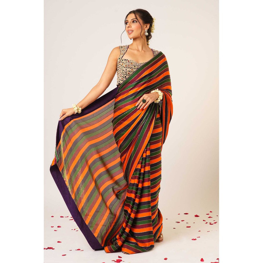 Aayushi Maniar Multi-Colour Apsara Saree with Stitched Blouse