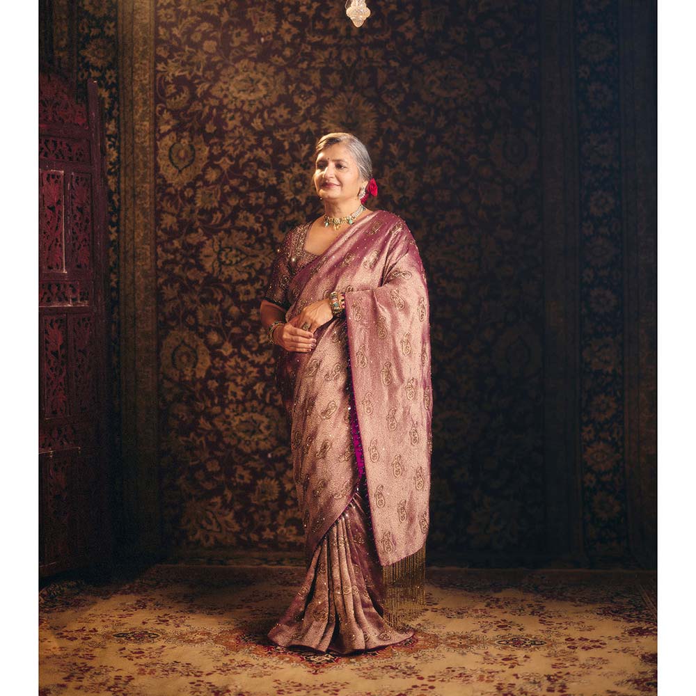 Aayushi Maniar Mauve Padmini Saree with Stitched Blouse