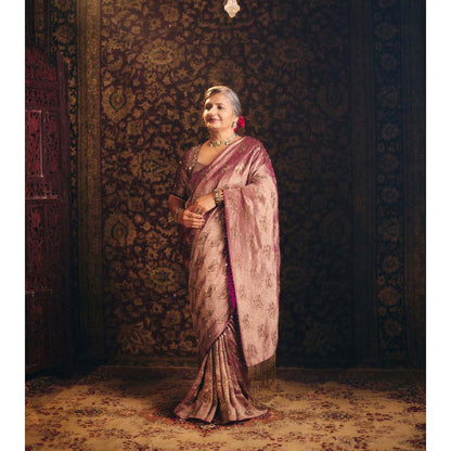 Aayushi Maniar Mauve Padmini Saree with Stitched Blouse
