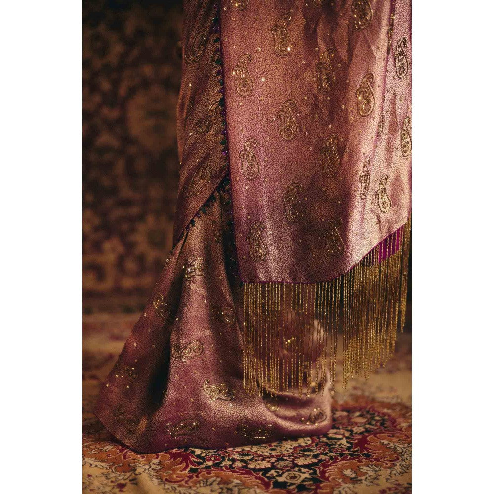 Aayushi Maniar Mauve Padmini Saree with Stitched Blouse