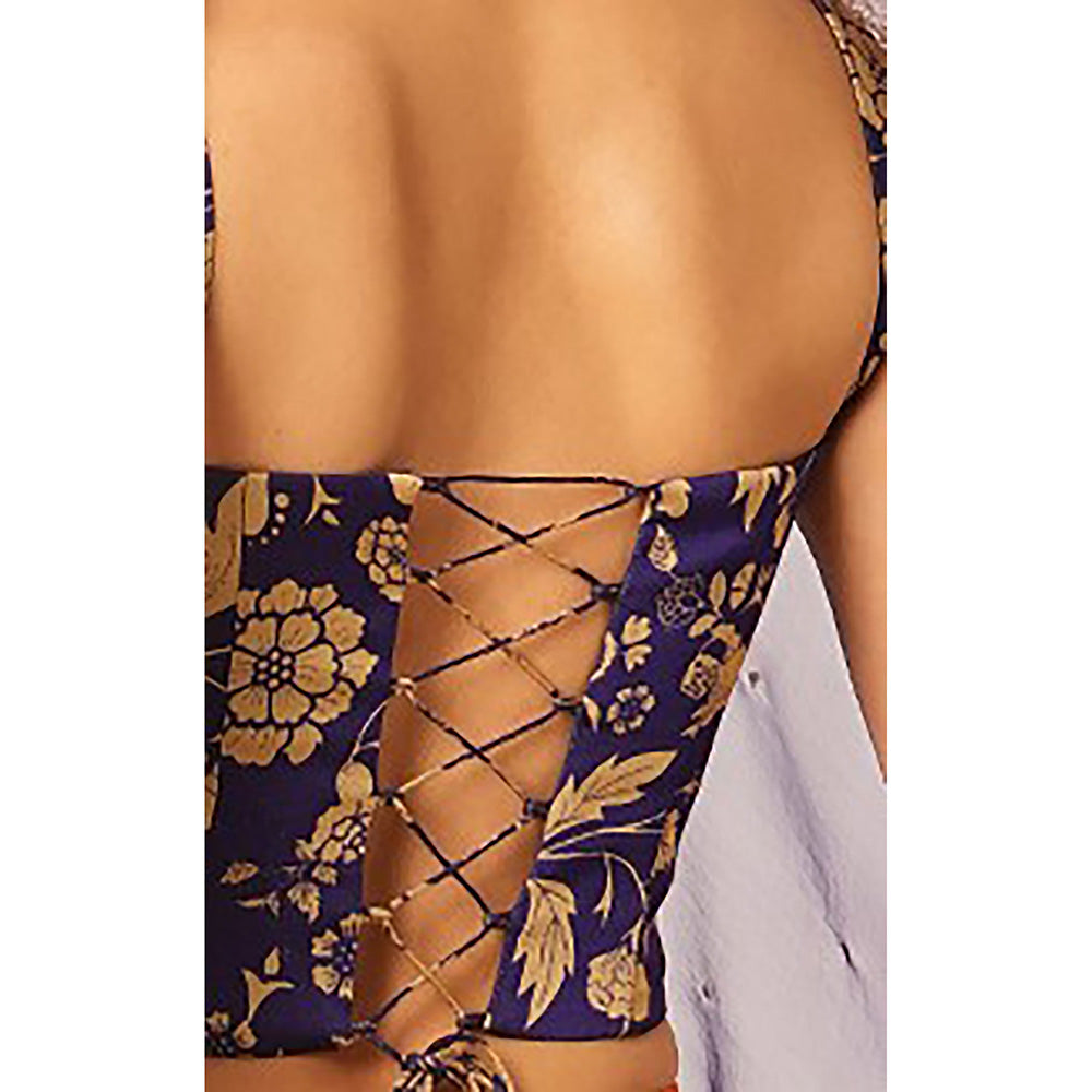 Aayushi Maniar Blue Arundhati Corset Top with Sharara (Set of 2)