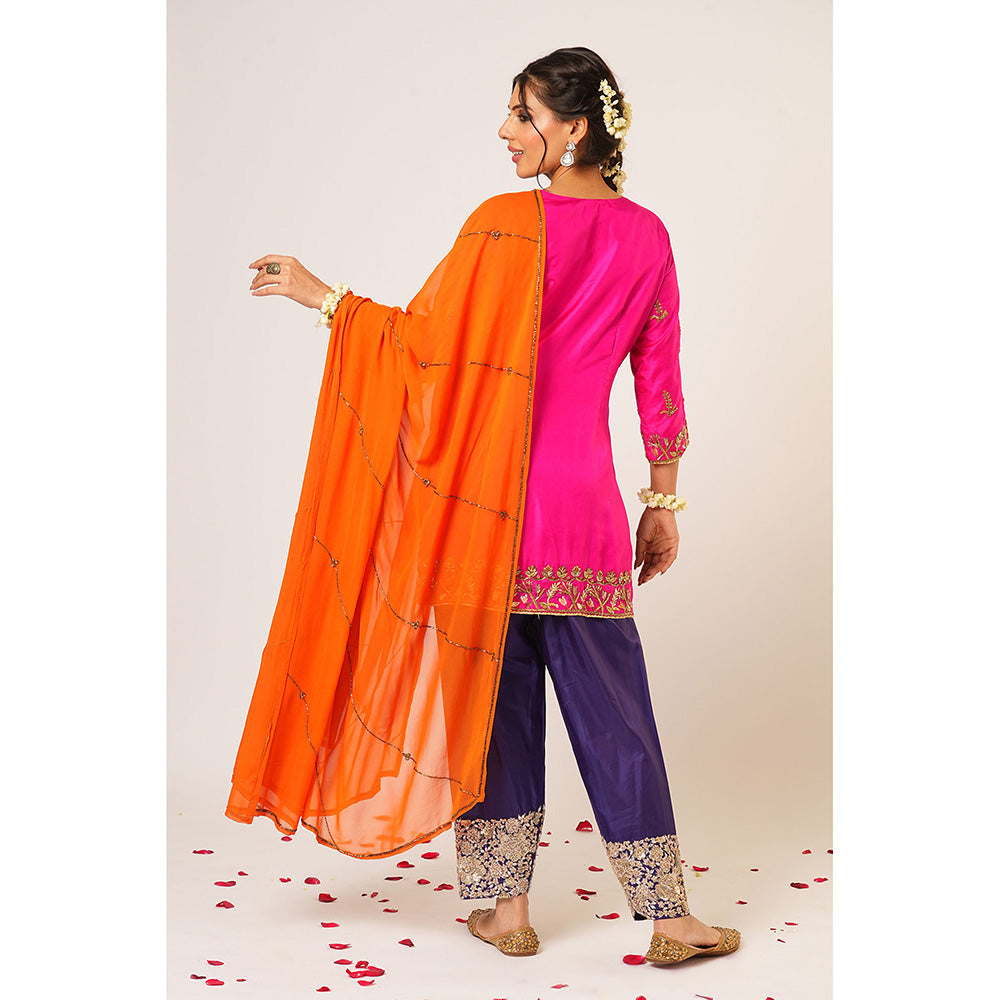 Aayushi Maniar Pink Revati Kurta with Salwar and Dupatta (Set of 3)