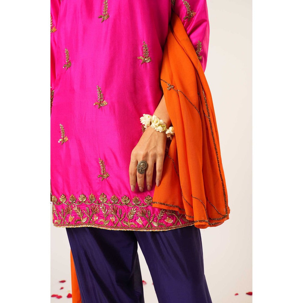 Aayushi Maniar Pink Revati Kurta with Salwar and Dupatta (Set of 3)