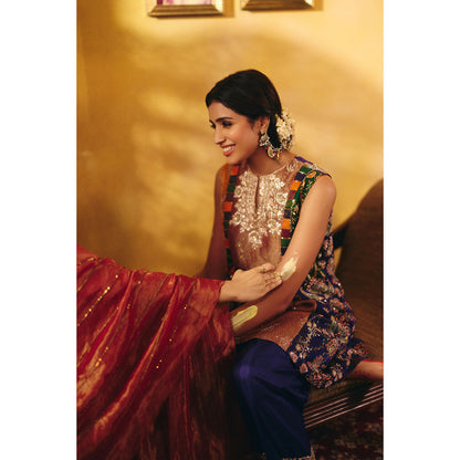 Aayushi Maniar Blue Mayuri Kurti with Salwar and Dupatta (Set of 3)