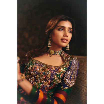 Aayushi Maniar Blue Tara Anarkali with Churidar and Dupatta (Set of 3)