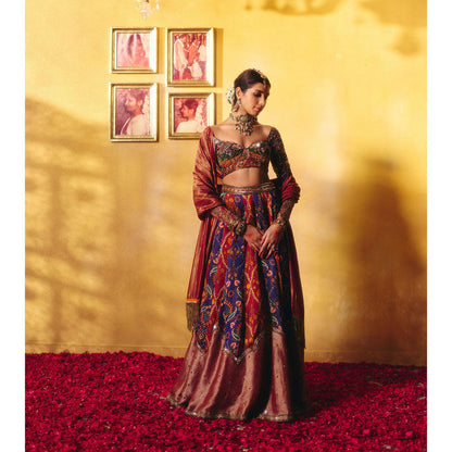 Aayushi Maniar Multi-Colour Indrani Lehenga with Blouse and Dupatta (Set of 3)