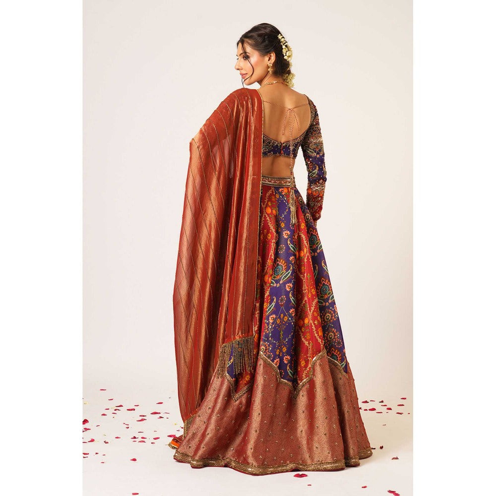 Aayushi Maniar Multi-Colour Indrani Lehenga with Blouse and Dupatta (Set of 3)