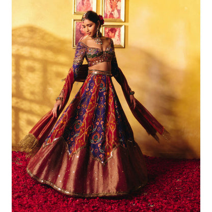 Aayushi Maniar Multi-Colour Indrani Lehenga with Blouse and Dupatta (Set of 3)