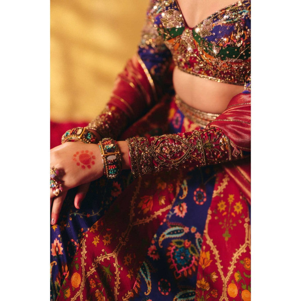 Aayushi Maniar Multi-Colour Indrani Lehenga with Blouse and Dupatta (Set of 3)